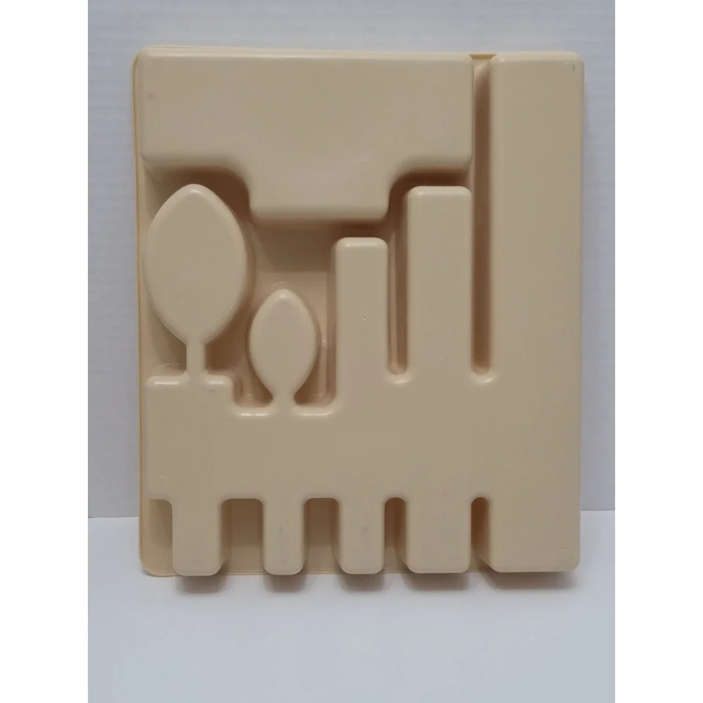 Vintage Rubbermaid Utensil Cutlery Tray Drawer Organizer Tan Plastic